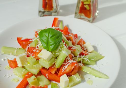 Fresh salad with feta cheese