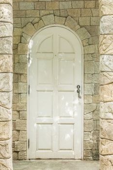 old entrance door and stone wall architect design