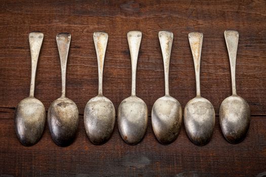 silver tablespoons with patina 