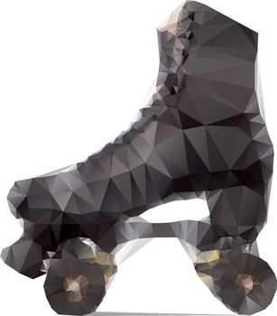 Polygonal illustration of black rollerskate isolated on white background