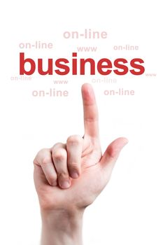 Finger clicks business word online