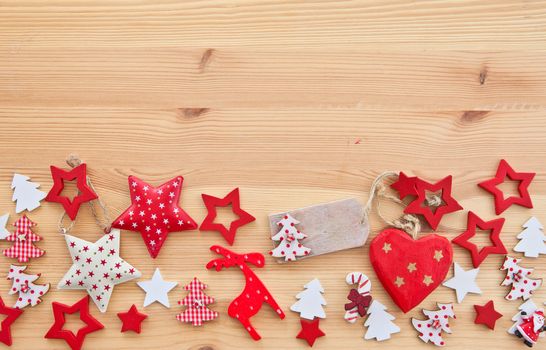Wooden background with xmas decorations