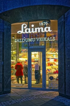 Entrance to the Laima confectionery store in Riga