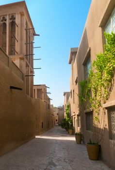 Tiny alleyways in the old merchant quarter of Bastakiya in Dubai