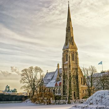 Old church in Denmark in winter
