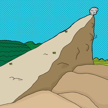 Single Boulder On Cliff