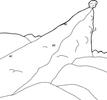 Outlined Boulder on Cliff