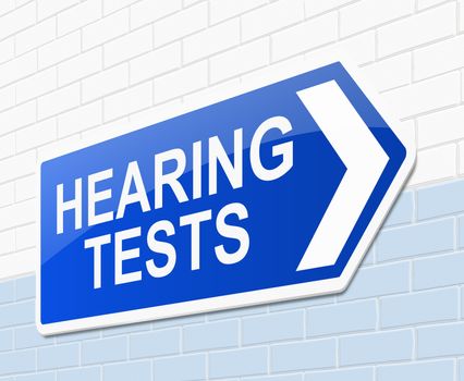 Illustration depicting a sign with a hearing test concept.