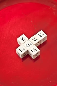 Love you written on wooden dice