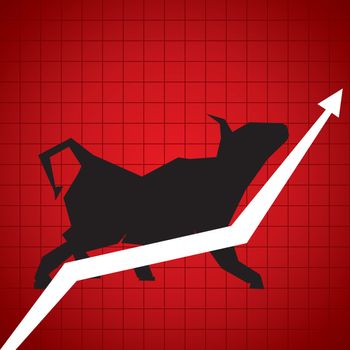 market graph with bull stock vector