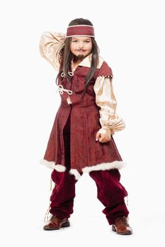 Little Boy in Wig in Pirate Costume