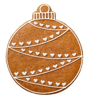 Gingerbread ball cookie for Christmas isolated on white background