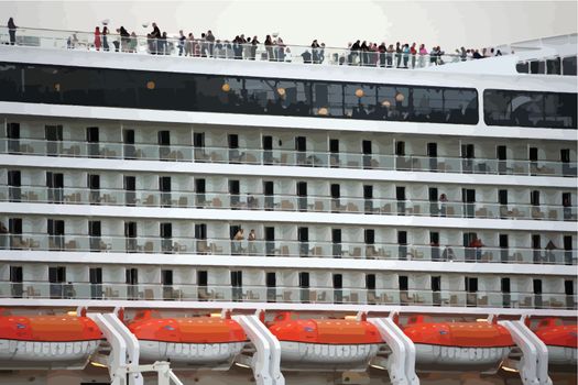 modern cruise ship balconies vector detail