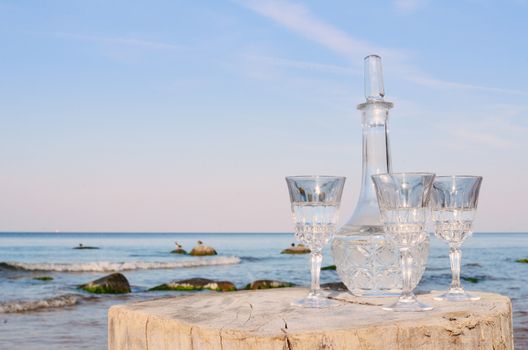 Crystal glasses and decanter
