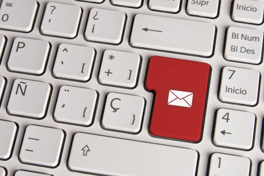 Email concept, mail envelope keyboard key.