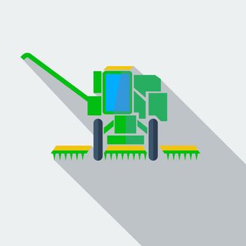 Modern flat design concept icon combine harvester. Vector illust