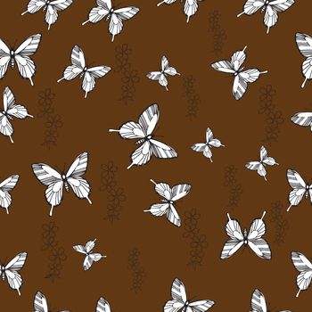 Pattern with butterflies and flowers. not seamless