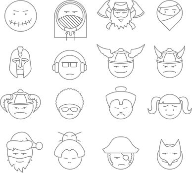 face people icons vector outline