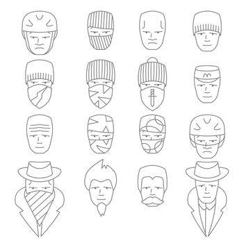 face people icons vector outline