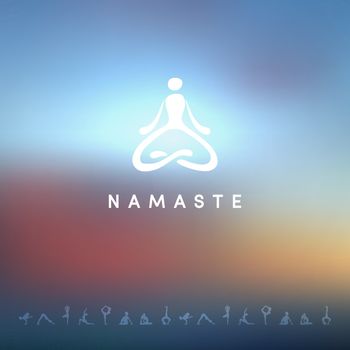 Blured background with yoga logo