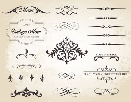 Vintage Vector Label Page Dividers and Borders