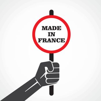 made in france word banner hold in hand stock vector