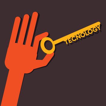 Technology key in hand stock vector