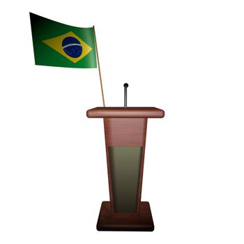 Podium and Brazil flag
