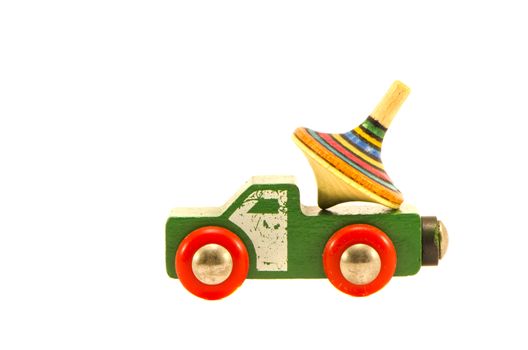 old used truck car toy with colorful whirligig