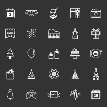 Christmas and new year line icons on gray background