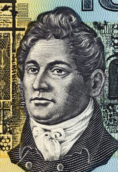 Francis Greenway (1777-1837) on 10 Dollars 1966 banknote from Australia. English-born architect who was transported to Australia for the crime of forgery.