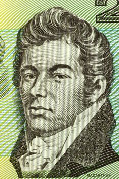 John Macarthur (1767-1834) on 2 Dollars 1966 banknote from Australia. British army officer, entrepreneur, politician, architect and wool industry pioneer of settlement in Australia.