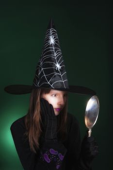 portrait of a girl in witch costume