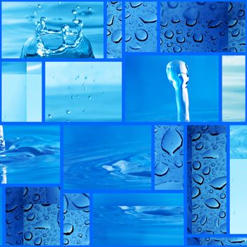 Blue Water Drops Montage