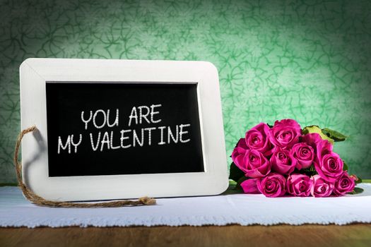 slate blackboard valentine and roses