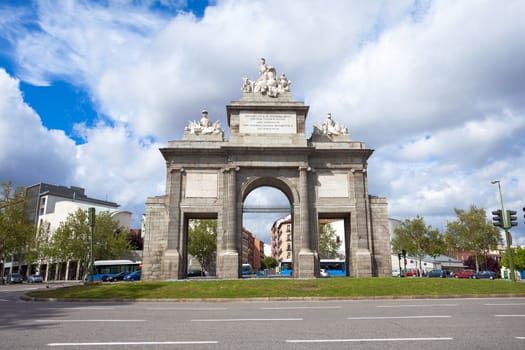 Madrid, Spain - May 5, 2012: Gate of Toledo (Puerta de Toledo) on a sunny spring day in Madrid, Spain