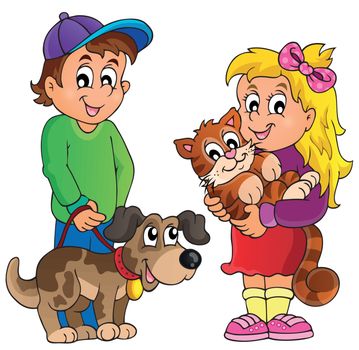 Children with pets theme 1 - eps10 vector illustration.