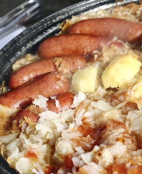 Smoked  sausage with stewed cabbage