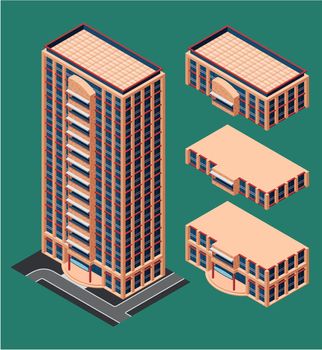 isometric building, each part is well grouped and easy to rearrange and customize