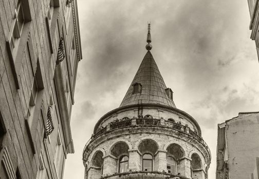 Magnificence of Galata Tower in Beyoglu, Istanbul, Turkey