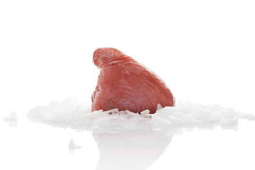 Fresh tuna steak isolated. 