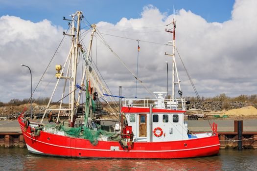 red fishing boat