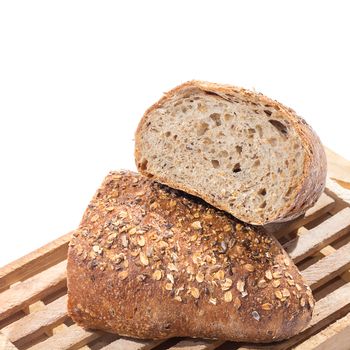 whole grain bread cut in half