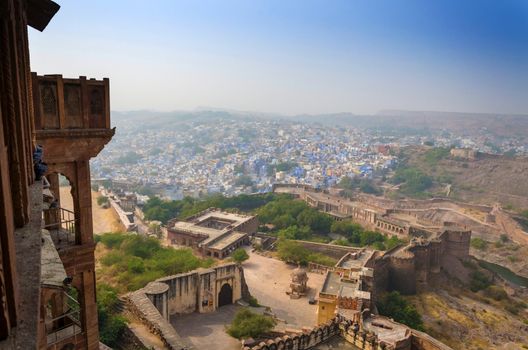Jodhpur the in Rajasthan state in India. View from the Mehrangar Fort