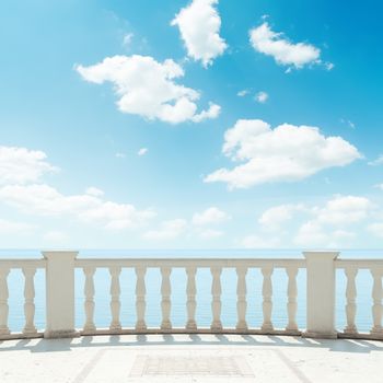 clouds in blue sky over balcony