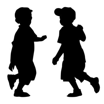 Silhouettes of two boys who run