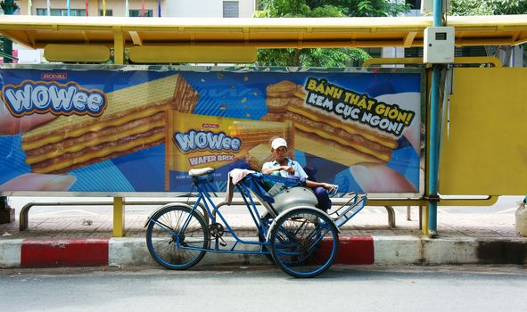 Vietnamese man, cyclo driver