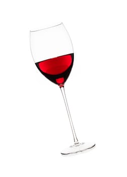 Red wine in glass isolated