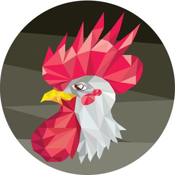 Chicken Rooster Head Side Low Polygon