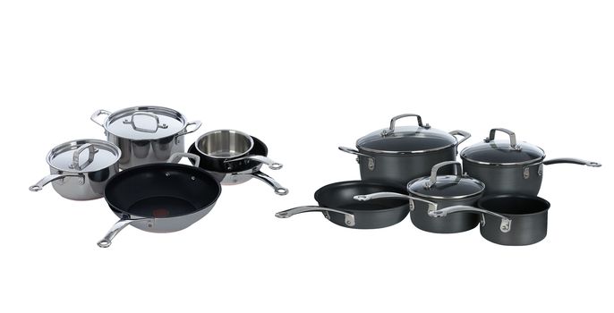 set of stainless steel pots and pans